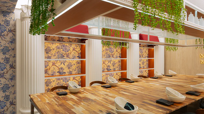 The school interior with the oven